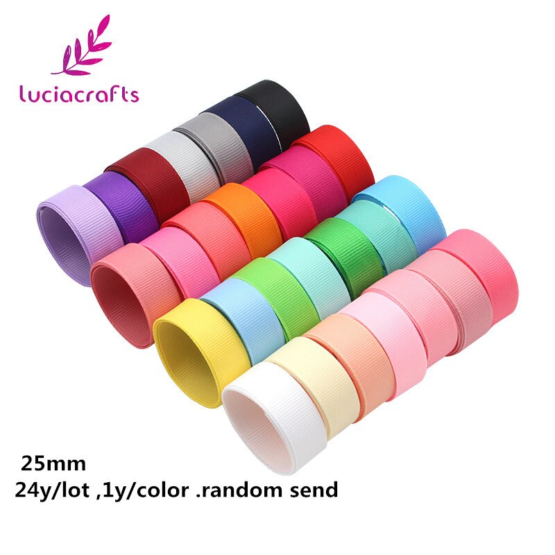 Lucia Ambachten 24y/Lot Willekeurige Gemengde Grosgrain Linten Bow Ambachten Diy Naaien Handgemaakte Wikkelen Materialen Accessoires T0506: 25mm 24y