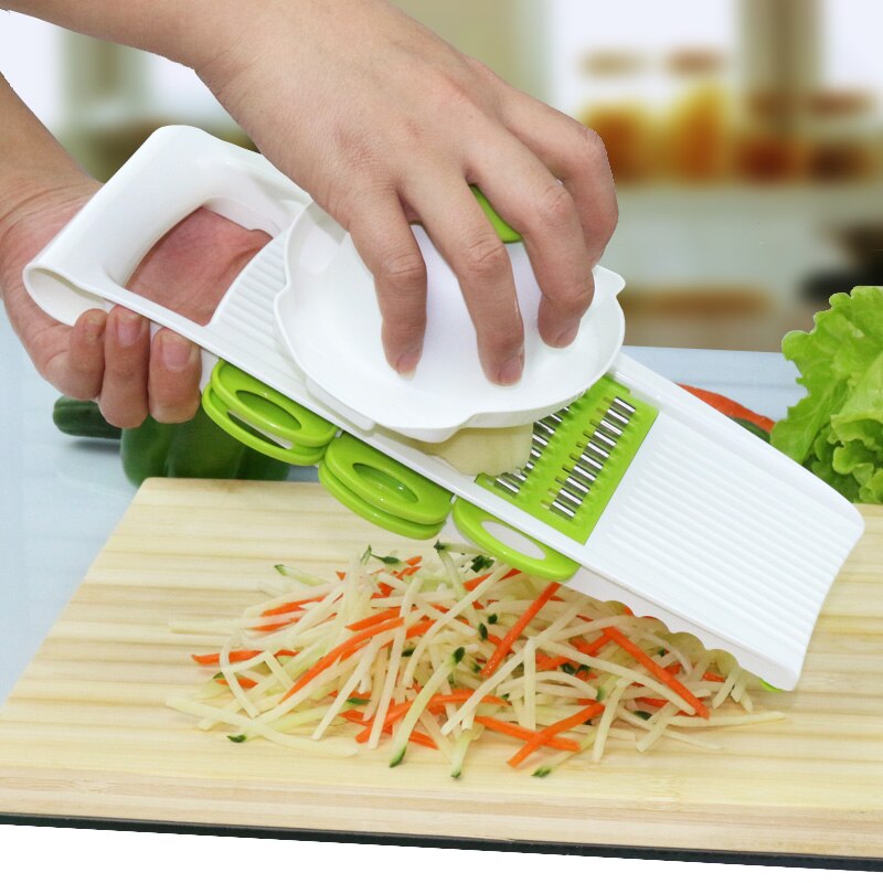Multi Kartoffel Schneidemaschine Gemüse Cutter mit 5 Edelstahl Klinge Karotte Reibe Zwiebel Schneidemaschine Küche Zubehör Werkzeug