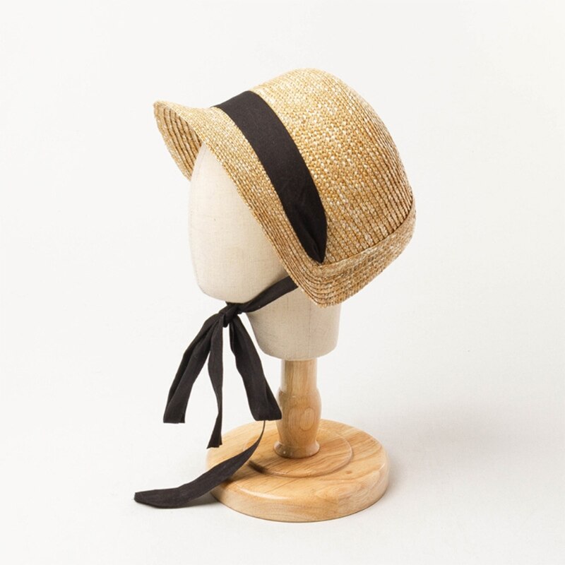 Chic Straw Hat Packable Cap Embellished with Textured Ribbon Travel Companion Reduce UV Harm Protect Delicate Skin M6CD