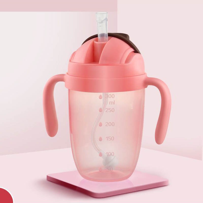 Baby Bottle Wide Mouth Cartoon Chicken Bottle Anti-flatulence PP Penguin Bottle 300ml Baby Bottle: Pink