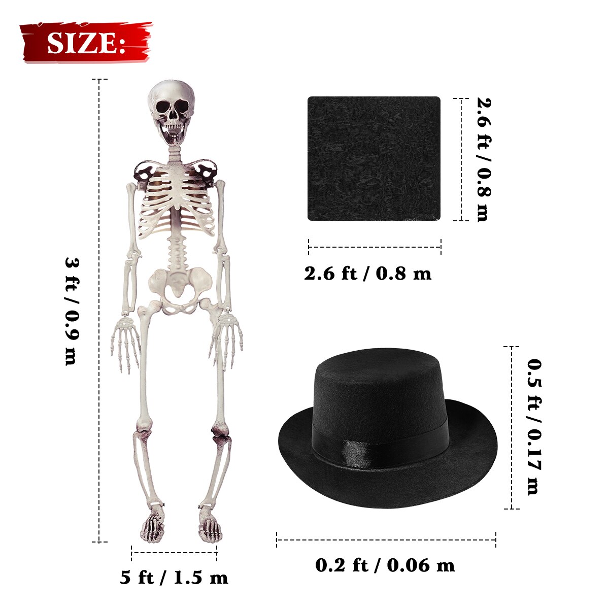90cm halloween skelet dekorationer desktop kranie ornamenter gør-det-selv hængende pynt til hjemmet butik hjemsøgt hus dekoration