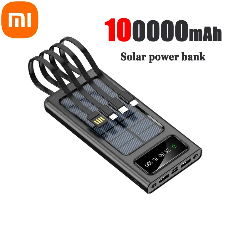 Xiaomi 200000mAh Solar Power Bank Ultra Capacity USB 4 in1 Super Fast Charging USB TypeC LED Light Outdoor Power Bank For iPhone: Blue