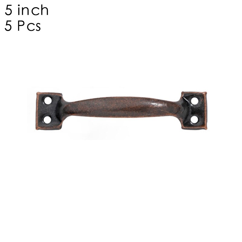 Poignées de porte Vintage 5 pièces/ensemble boutons antiques poignées en Bronze pour armoires de porte de cuisine: 5 inch red copper