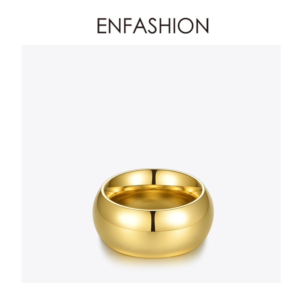 ENFASHION Punk Curved Rings For Women Gold Color Stainless Steel Minimalist Ring Jewelry Anillos Mujer R4057