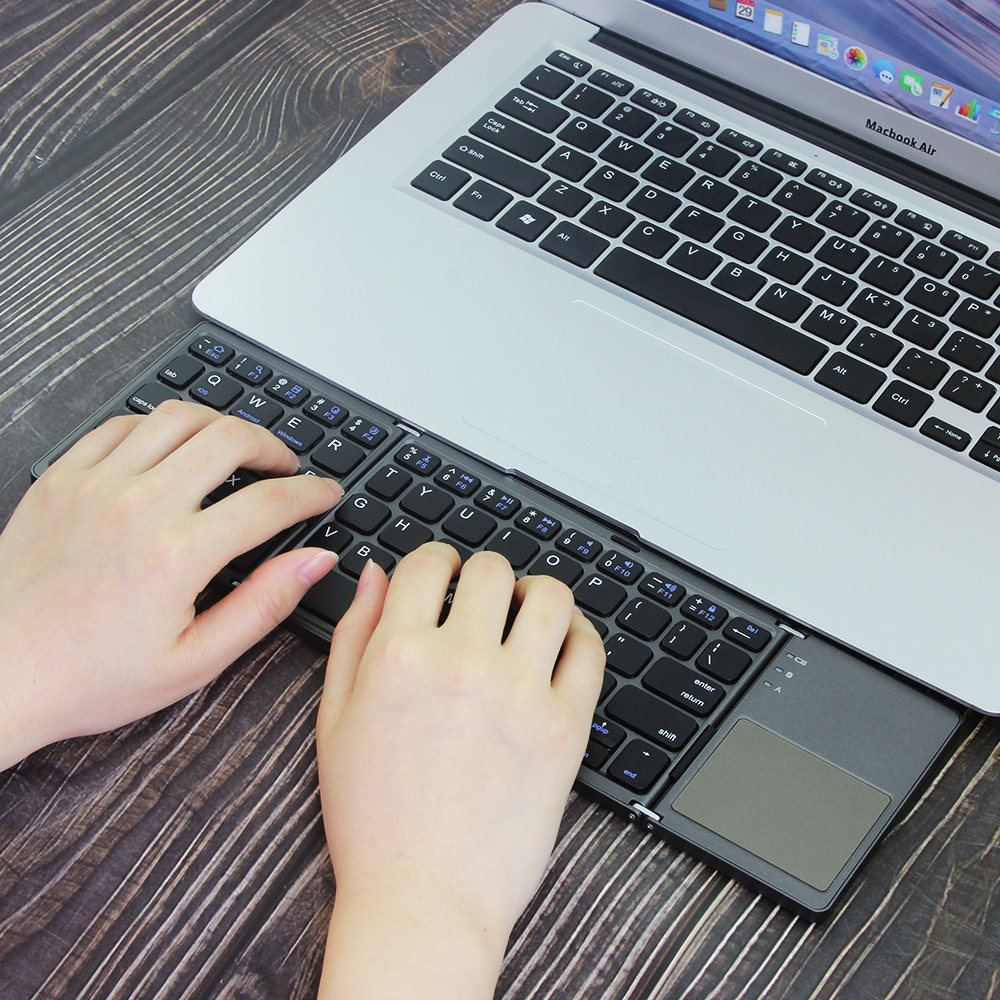 CHYI Bluetooth Keyboard Mini Wireless Keyboard Foldable Office Gaming Tablet Keypad with Touch Mouse For Laptop PC Gamer