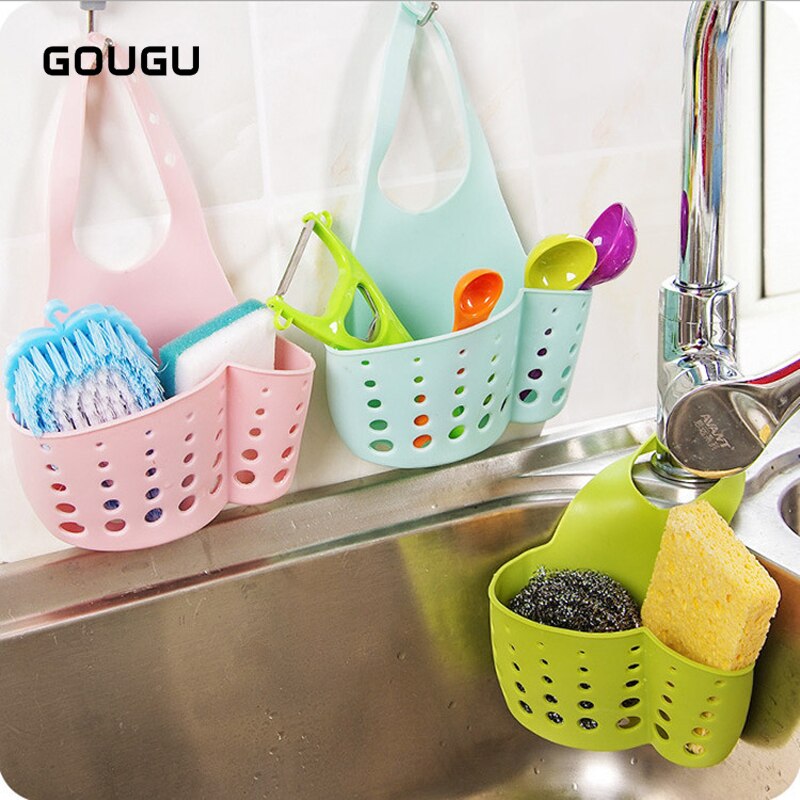 Cesta de almacenamiento colgante para fregadero, bolsa escurridora, estante para grifo, esponja, soporte para cepillo para jabón, utensilios para el baño ajustables, 1 ud.