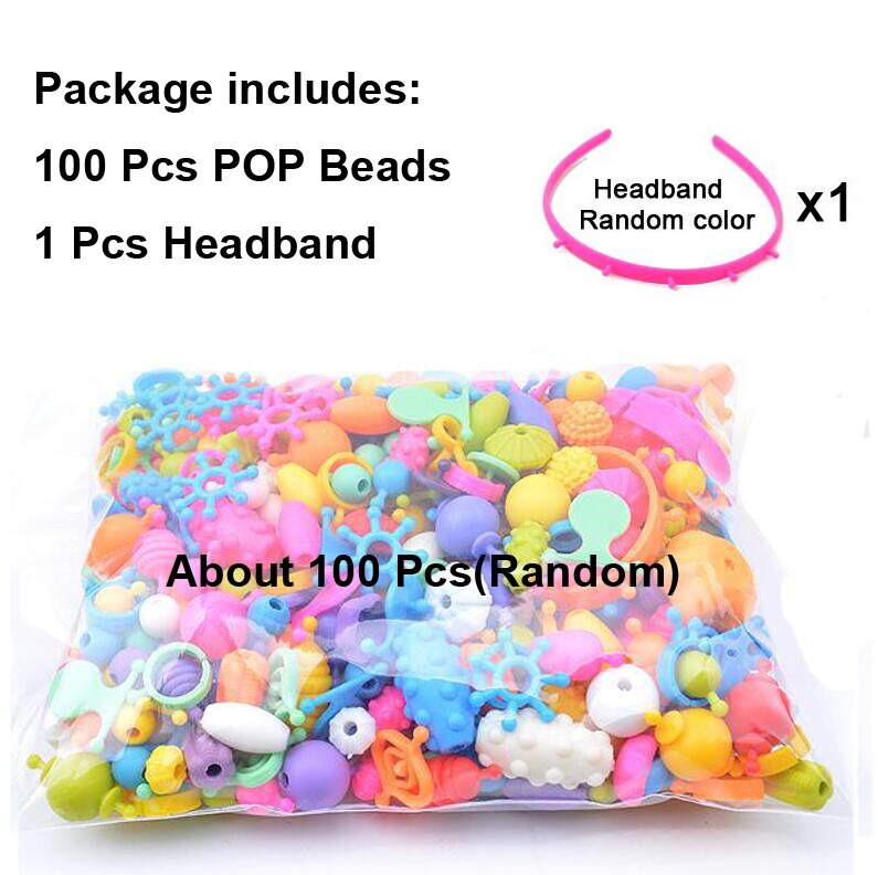 100 st poppärlor snappärla färgglada smyckessats pedagogiska tjejleksaker gör halsband armbandsring gyh: Default Title