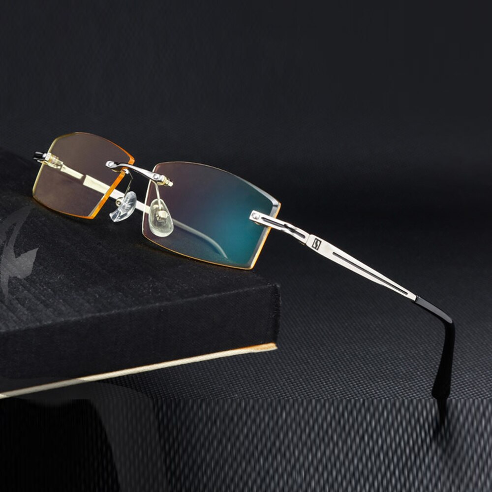 Klassiske kantløse guldramme nattesynsbriller til at køre anti-blu lys anti-refleks dag og nat kørselsbriller: Default Title