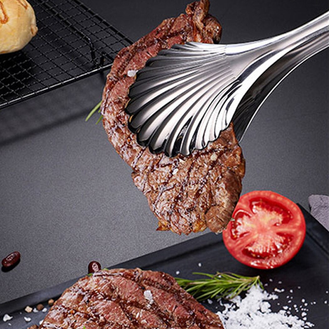 Voedsel Tong Rvs Keuken Tang Veelzijdige Shell Vorm Brood Tang Koken Clip Klem Salade Gereedschap Grill Keuken Benodigdheden