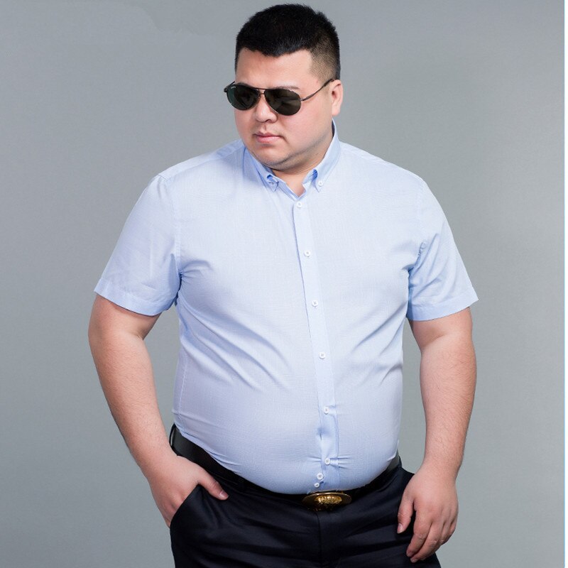 Plus Size 8XL Shirts Brand Mens 100% Katoenen Shirt Korte Mouw Camisa Masculina Herenkleding Toevallige Dunne Jurk shirts: 1 / 5XL