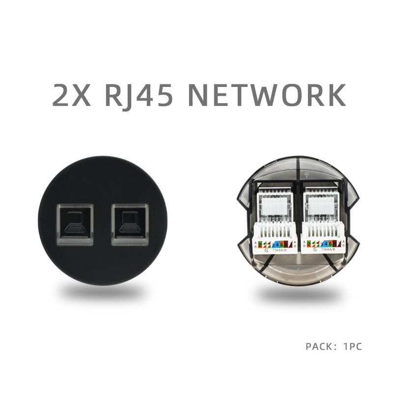 Atlectric Usb Wall Power Socket Black Crystal Glass Panel EU French Socket TV CAT6 HIMI Outlet Function Key DIY Free Combination: 2C-B