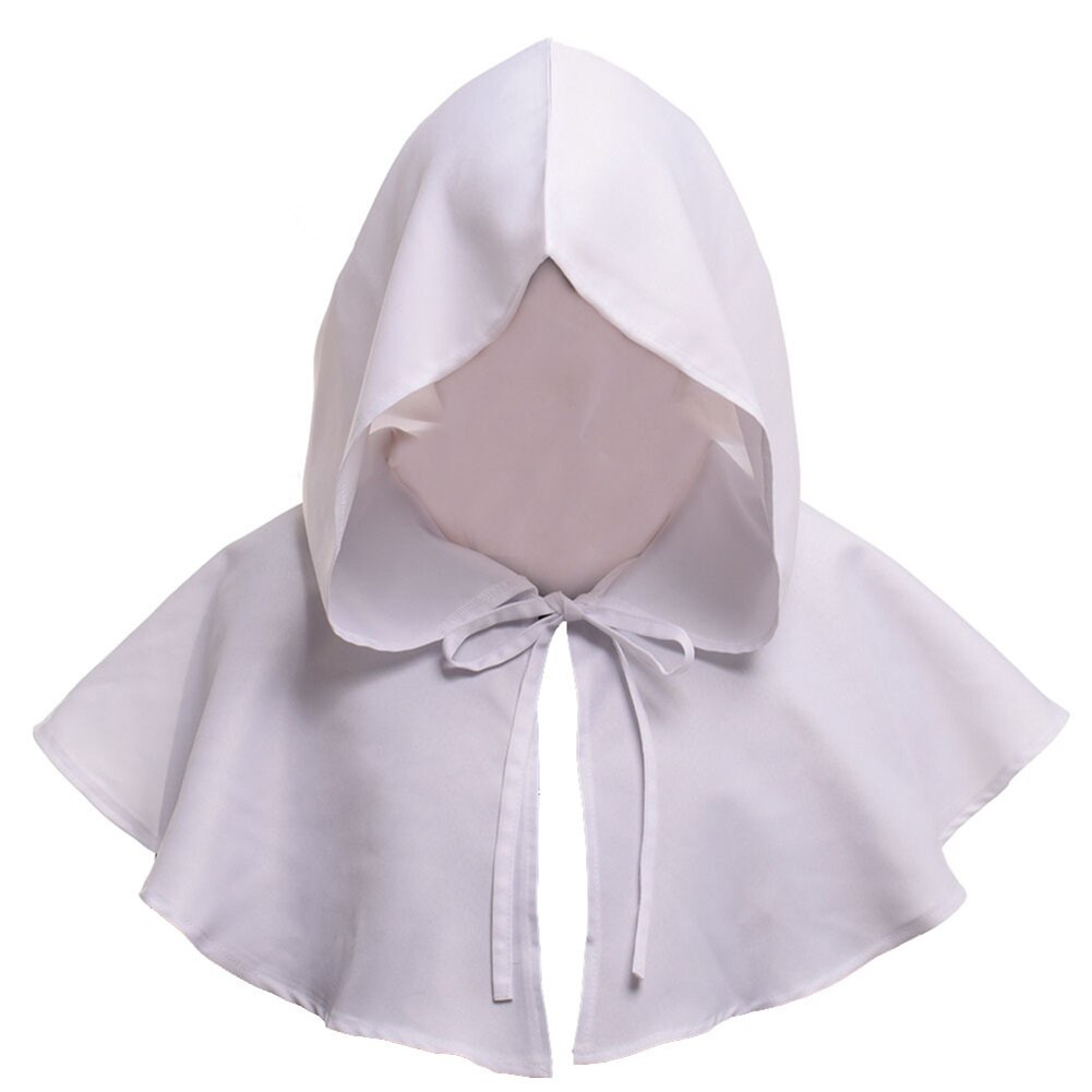 Moyen âge capuche corde Cape sorcière médiévale Halloween Costume Cosplay accessoires pour enfants unisexe accessoires de costumes: WHITE