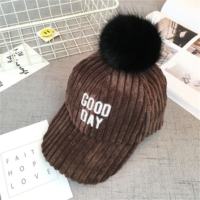 Brief Pompom baseball caps kinder Hysterese junge mädchen baby Koreanische Winter Warme hüte gorras Outdoor Schnee Ski Hut