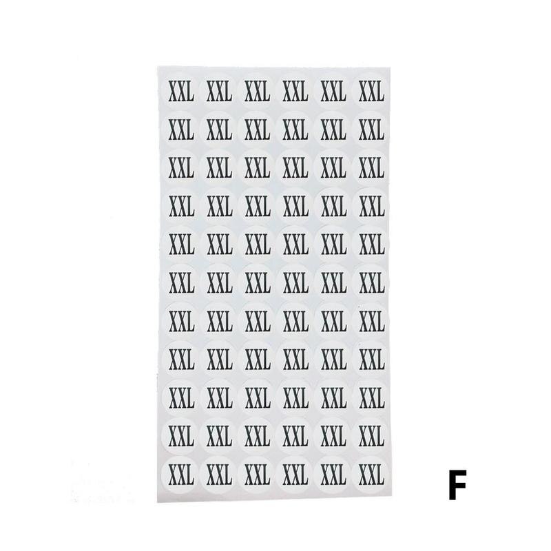 Etiquetas de tamaño autoadhesivas de papel para ropa, zapatos, tamaño, etiqueta adhesiva, tamaño Xs/S/M/L/Xl: F