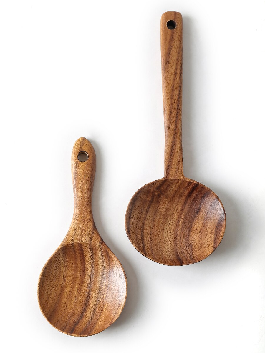 Teak Wood Spatula Spoon Colander Chopsticks Tablespoon Kitchen Wooden Soup Long handle Spoon
