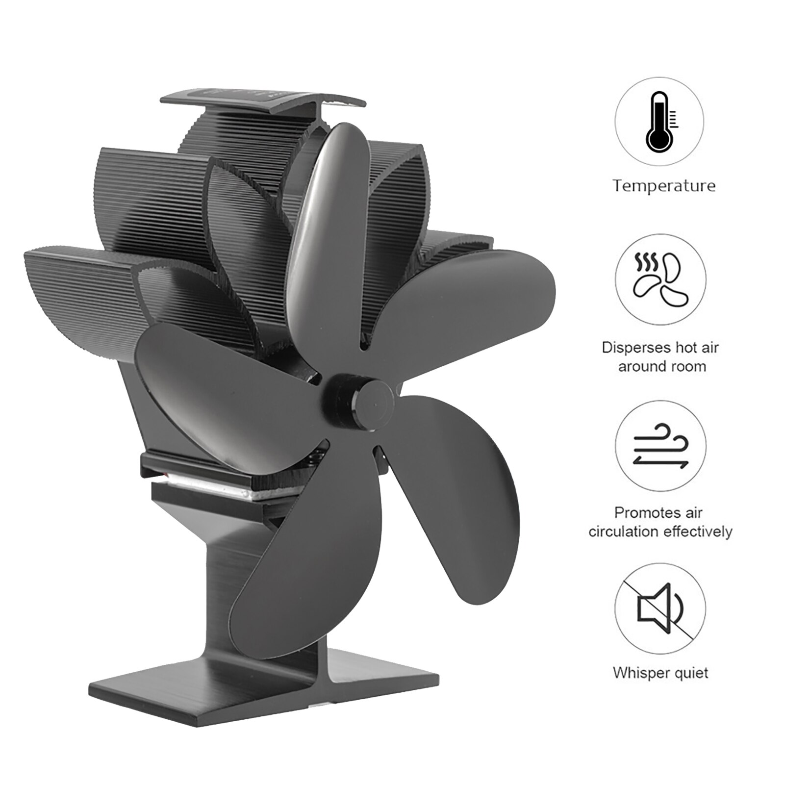 Ventilateur de poêle à bois Ecofan, 5 pales, hélice, silencieux, pour foyer, Distribution de chaleur efficace