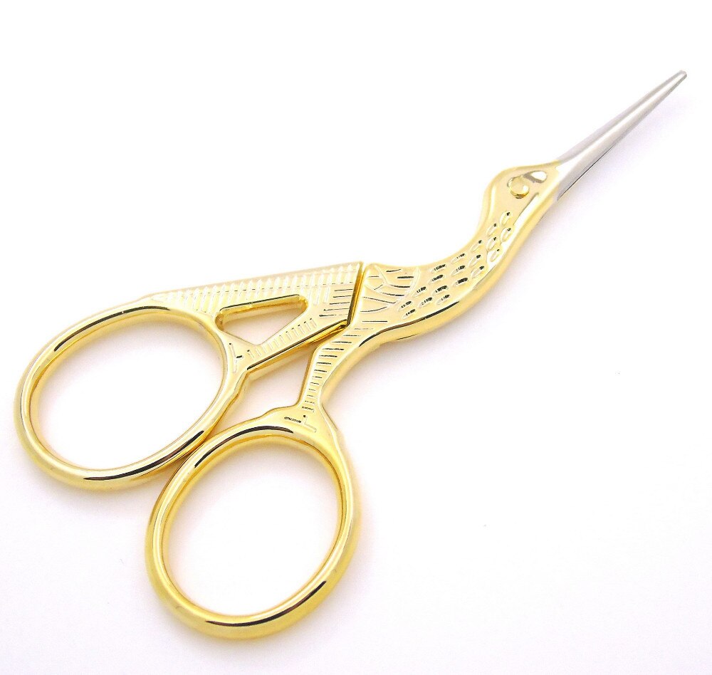 1Pc Retro Klassieke Europese Vintage Gold Ooievaar Naaien Schaar Trimmen Craft Gold Naaien Crane Tailorhome Tool Handwerk Tool