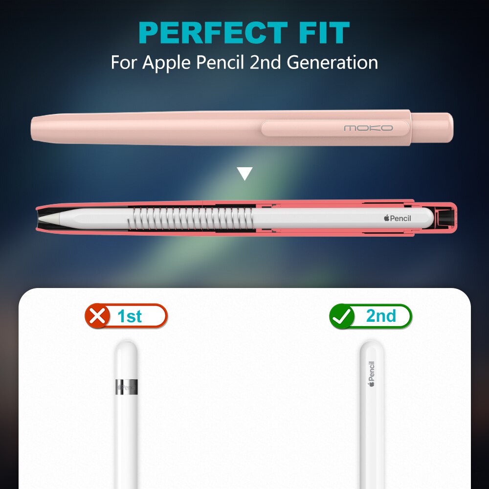 MoKo-funda con soporte para Apple Pencil de 2. ª generación, protección de punta retráctil, protege el iPad Pro, 11/12 pulgadas: Light Pink
