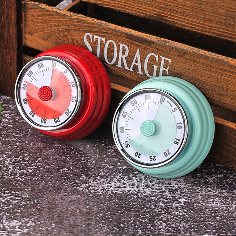 Stainless Steel Mechanical Kitchen Timer Round Shape 60 Minutes Novelty Countdown Kitchen Clock Alarm Time Reminder Kitchen Tool