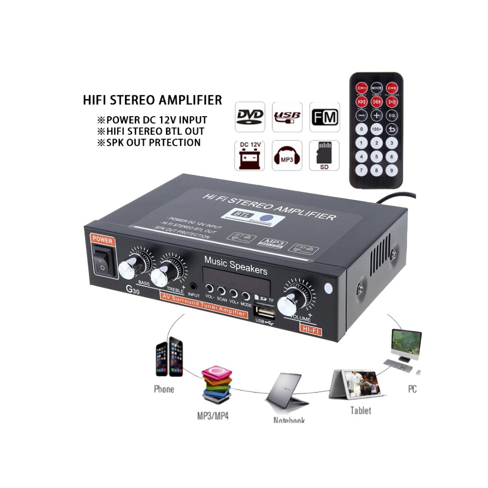 DC12V bluetooth 2 Kanal Auto Verstärker Audio- Stereo LCD Digital Anzeige Auto Audio- Verstärker Subwoofer Hallo-fi Hause Verstärker