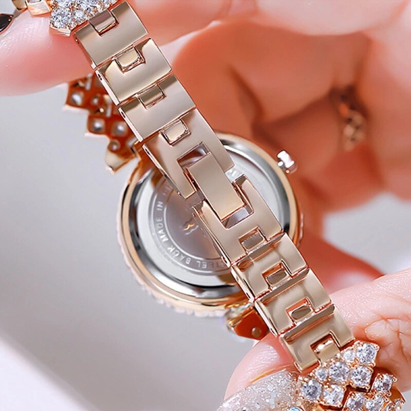 JewelryWe Vrouwen Bangle Armband Horloge Set Parel Armband