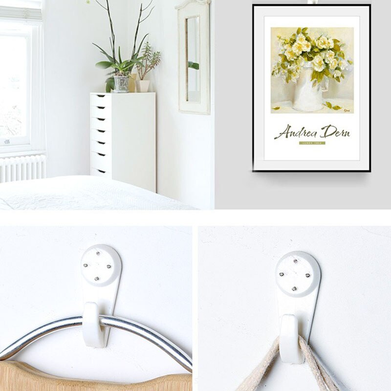 5 types White Plastic Invisible Wall Mount Photo Picture Frame Nail Hook Hanger Easy To Fix Without Trace