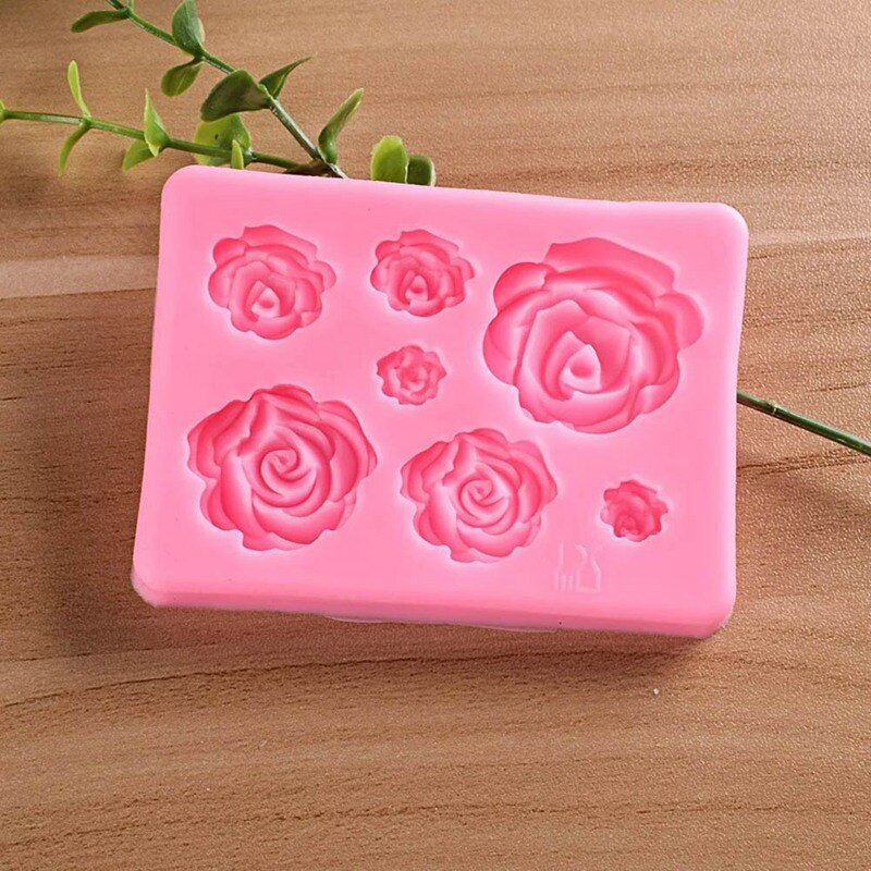 Grote, middelgrote En Kleine 7 Rozen 3D Rose Bloem Taart Decoratie Siliconen Mal Diy Handgemaakte Zeep Chocolade Fudge Bakken Tools