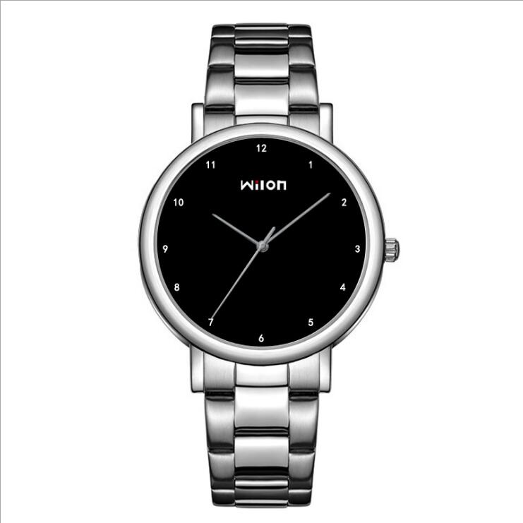 Paar horloges man vrouw quartz horloge eenvoudig ultradunne liefhebbers horloges roestvrijstalen band klok wilon 906