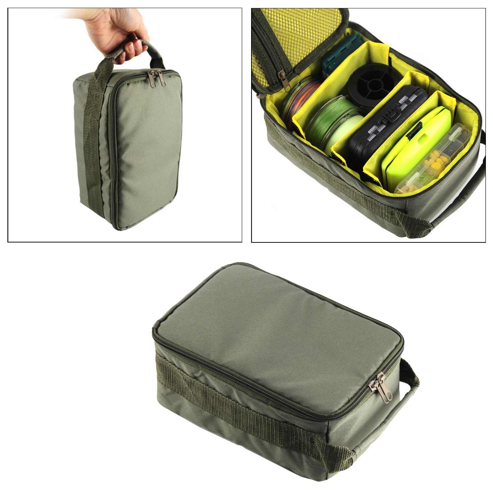 Fishing Reels Storage Bag Large Capacity Removable Compartment Adjustable Fish Reel Storage Case Organizer Fishing Tackle Case
