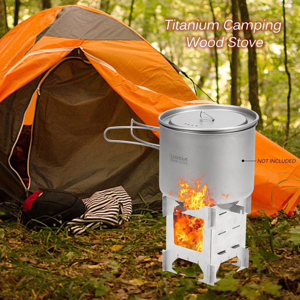 Lightweight Titanium Folding Wood Stove Outdoor Camping Stove Picnic Cooking Backpacking Furnace Outdoor Camping Stove