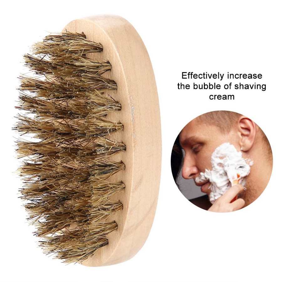 Mannen Baard Borstel Zachte Haren Snor Kam Borstel Ovale Houten Handvat Kapper Salon Baard Vormgeven Schoonmaken Tool Mannelijke Scheerkwast