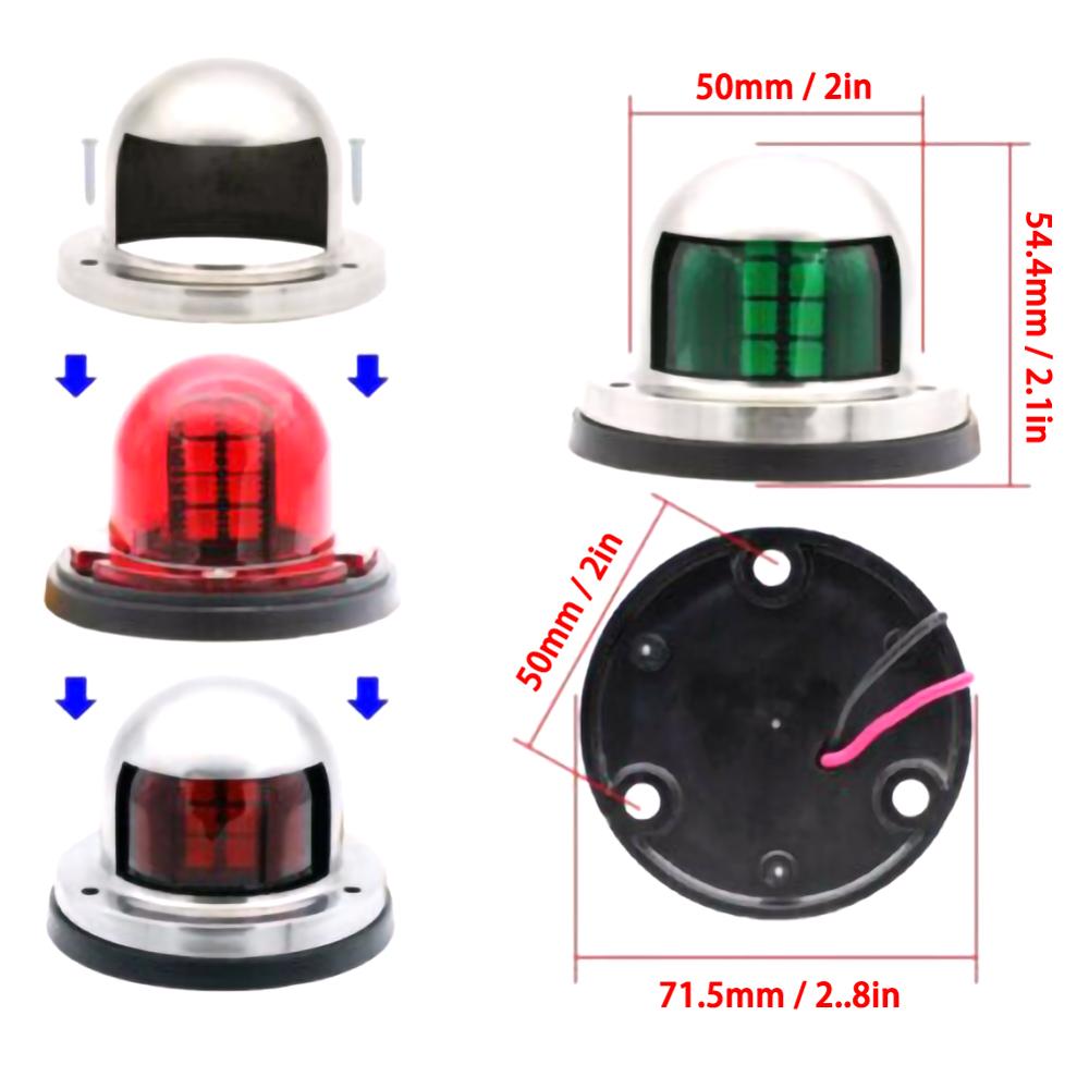 Stainless Steel+ABS Red Green Navigation Light Boat Marine Indicator Spot Light Marine Boat Accessory Boat