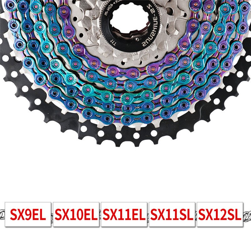 Bicycle chain 9 10 11 12speed MTB road bike folding bike chain lightweight hollow 116 link Mountain bike chain competition