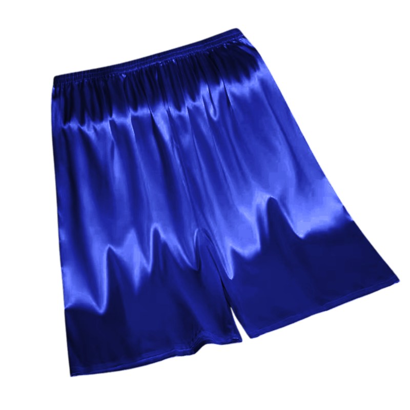 Sexet nattøj til mænd semi-transparente soveshorts elastisk talje silkeagtig loungewear komfort afslappet nattøj pyjamashorts loungebukser: 1xl / Blå