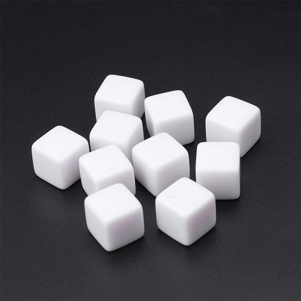 20pcs Standard Size Blank Dice D6 Six Sided Acrylic RPG Gaming Dice 16/20mm White For Boardgame Playing Game Accessories