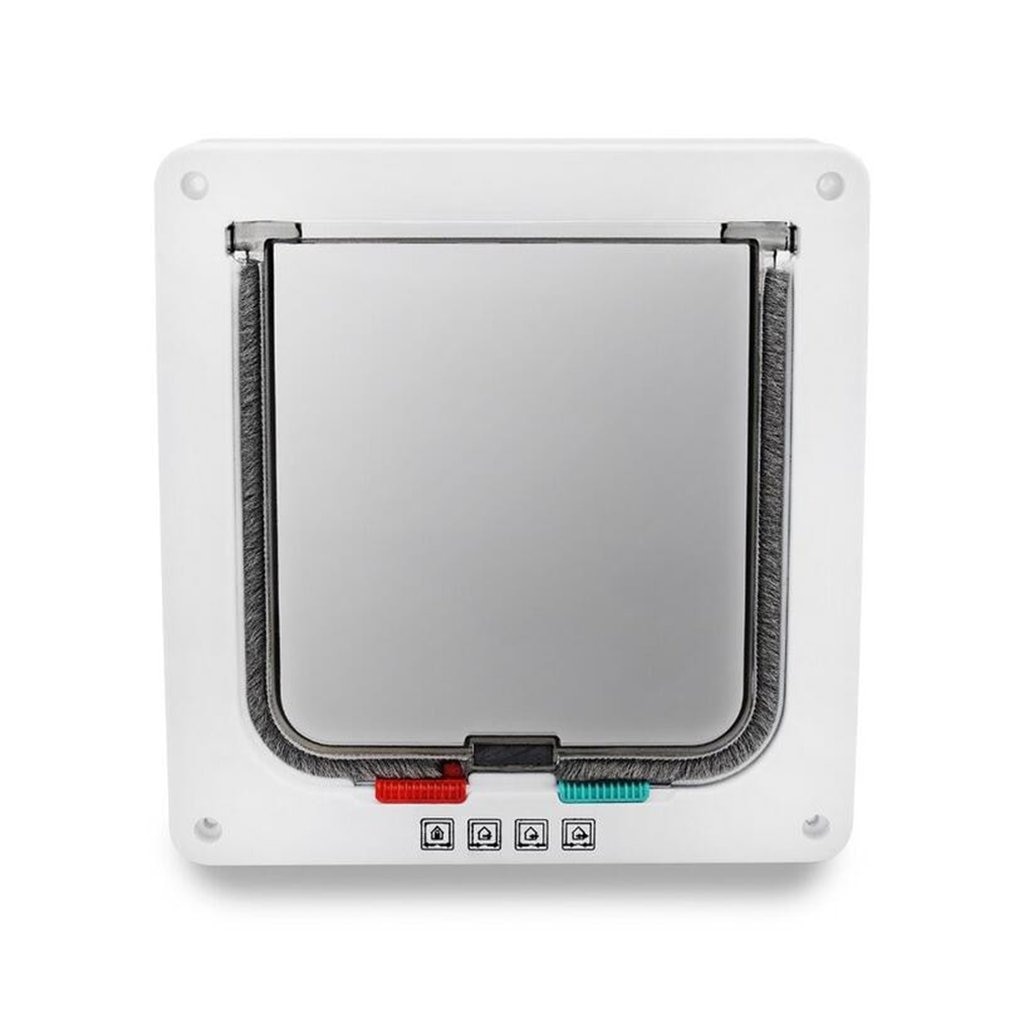 Dog Cat Flap Mate Door with 4 Way Lockable Glass Fitting Pet Supplies Dog Door Hole Control Entrance Exit Gate For Cat Play Toy