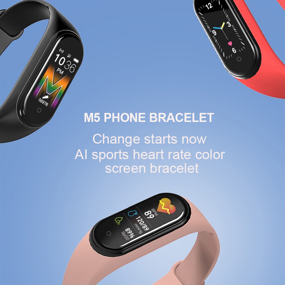 M5 Smartwatch - 0.96" TFT Color Touch Screen - Heart Rate & Blood Pressure Monitor - Fitness Tracker - Waterproof