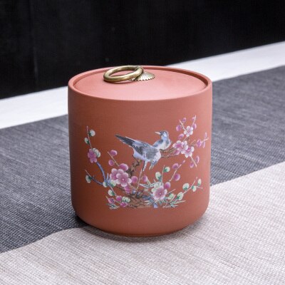 Ceramic Tea Canister Tea Pot Ceramic Yixing Zisha Pu'er Tea Jar Chinese Style Restoring Ancient Ways Porcelain Can Easy To Carry: zininiaoyuhuaxiang