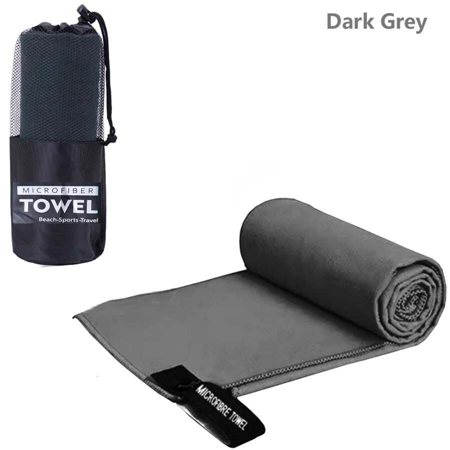 Hurtigttørrende sportshåndklæde 40 x 80/76 x 152cm mikrofiber løb yoga fitness fitness basketball udendørs camping vandreture strandhåndklæder: S / Mørkegrå