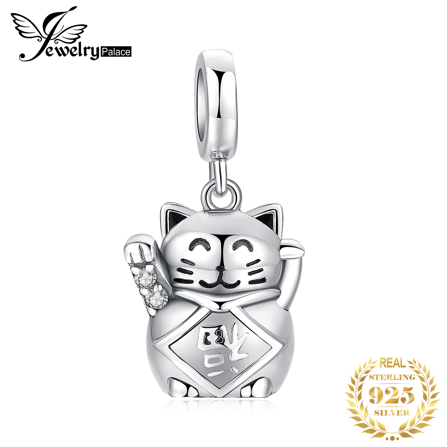 JewelryPalace Glückliche Katze 925 Sterling Silber Perlen Reize Silber 925 Original Für Armbinde Silber 925 Original Für Schmuck Machen