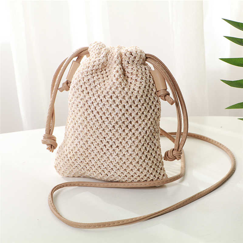 Messenger taske sommer halmvævet taske beach style crossbody taske skuldertaske: A3