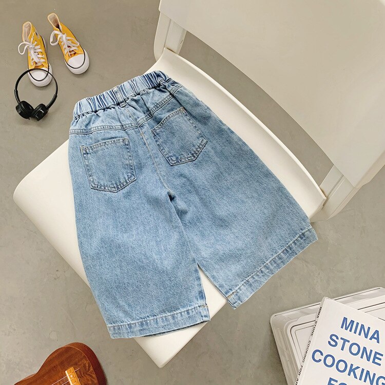Zomer Koreaanse Stijl Peuters Kids Wijde Broek Losse Zachte Kinderen Rechte Denim Broek Baby Meisjes Casual jeans