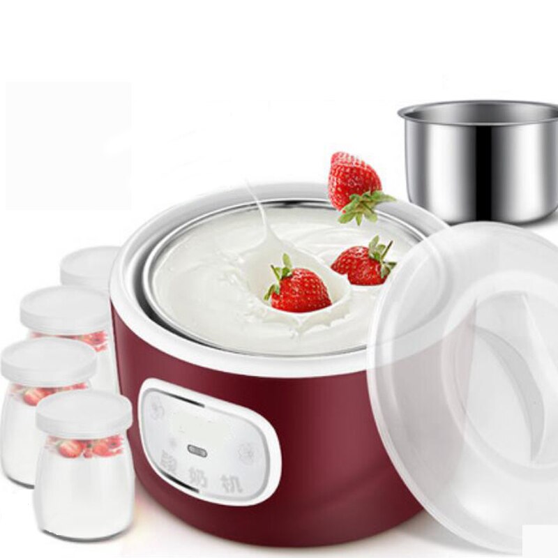 DETID Automatic Electric Yogurt Maker Multifunction Stainless Steel Leben Container Natto Rice Wine Machine Four Yoghurt Cups 1L: Mechanical 4 cup