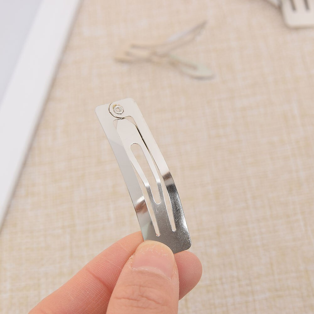 1pc Silver Snap Hair Clips Square Metal Hair Barrettes for Kids Girls and Women For Womens Hair Grips Hair Accessories