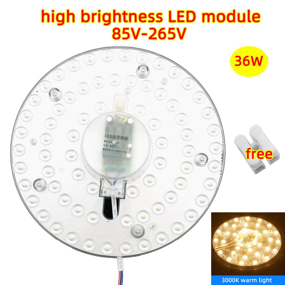Ceiling Lamps LED Module AC85-265V AC220V 230V 36W 18W 24W LED panel Light Replace Kitchen Bedroom Bathroom Lamps light source: 36W warm 1PCS