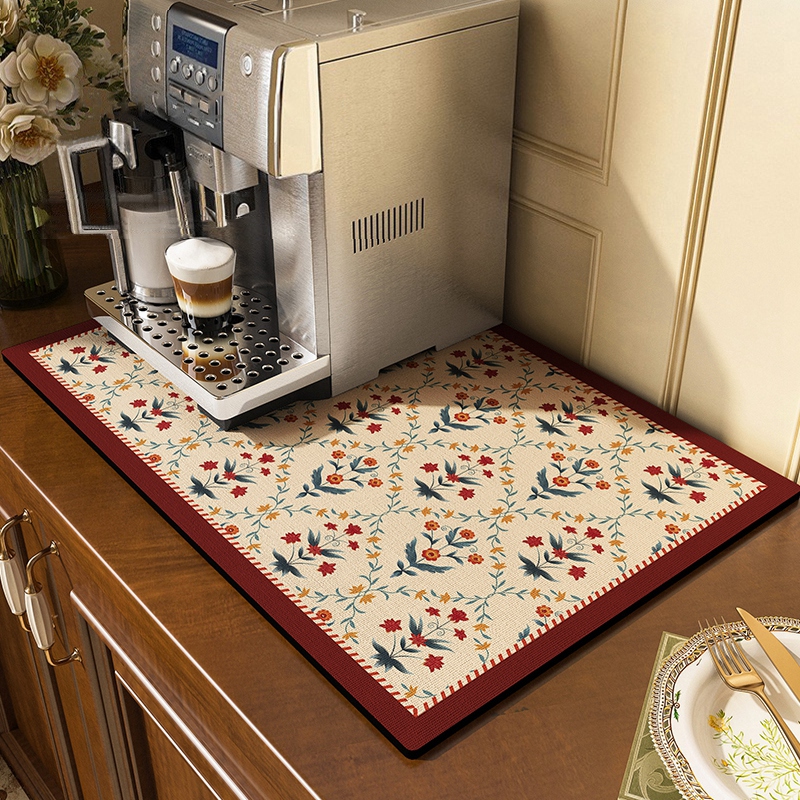 Køkkenmåtte vintage absorberende måtte retro hurtigttørrende dækkeservietter borddækningsmåtte køkken kaffeopvaskemåtte