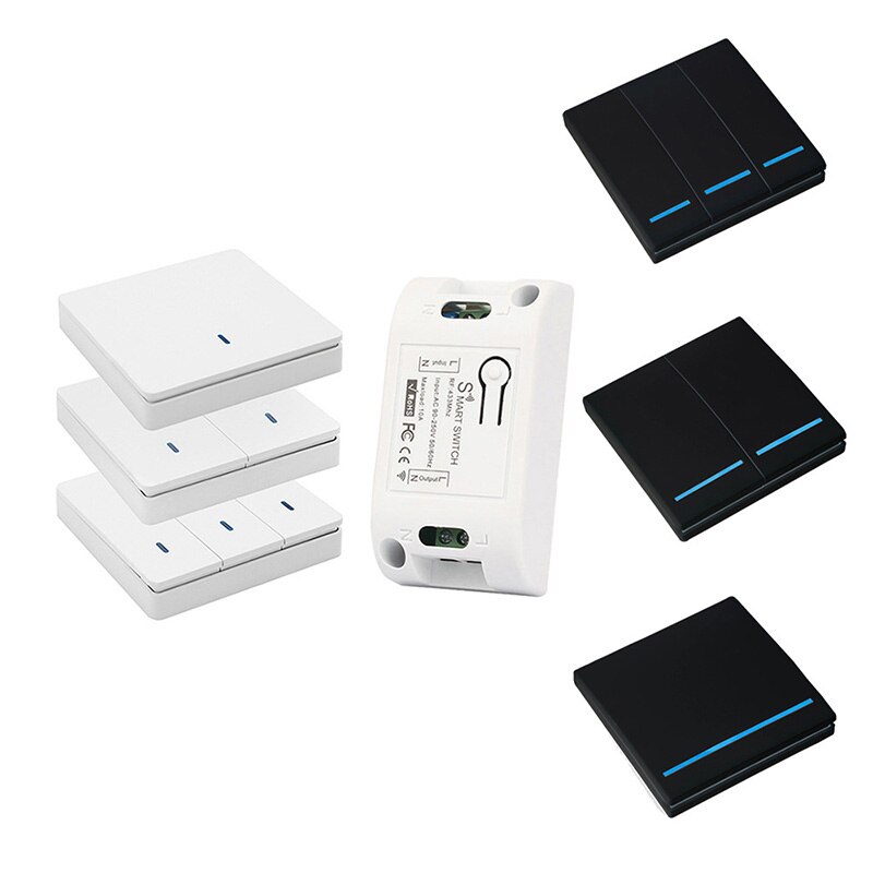 433 Mhz Ac 220V 110V 1CH Draadloze Rf Afstandsbediening Schakelaar Led Nachtlampje Schakelaars Drukknop 86 muur Panel Afstandsbediening Zender