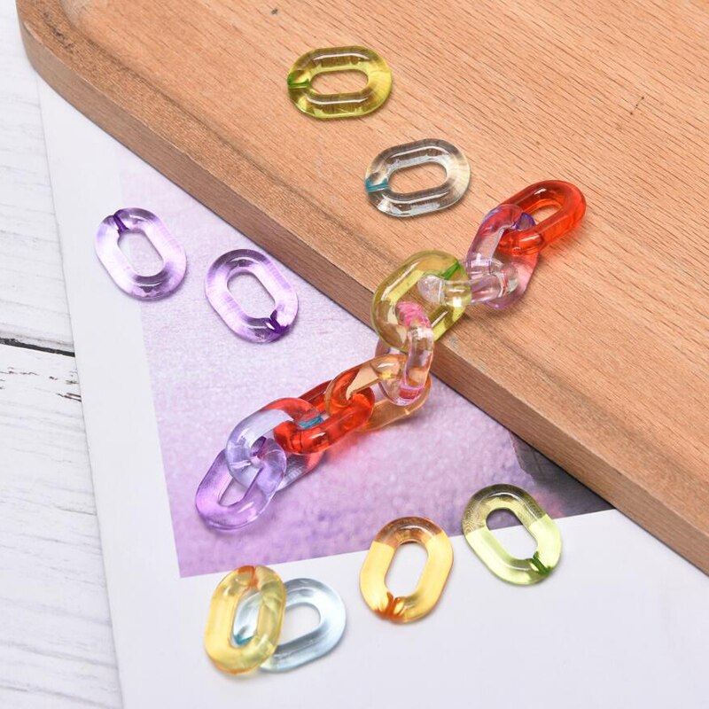 100Pcs Acrylic Chain Connectors - 20x14mm Candy Color Combination - DIY Glasses Chain Jewelry Accessories