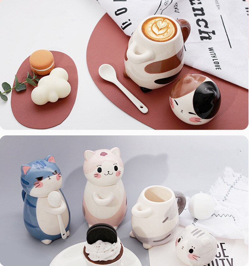12 Styles Cute Cat Ceramic Mug Hand Painted 3D Mugs With Handle Coffee Tea Milk Breakfast Cups Nice