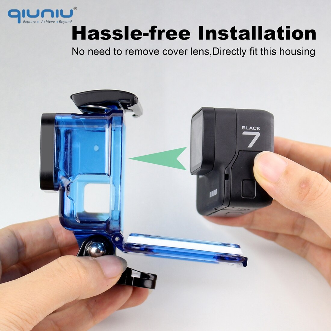 Qiuniu voor gopro hero 7/6/5 zwarte beschermende skeletbehuizing, zijwaartse open behuizing voor gopro 5 6 7 zwarte behuizing accessoires